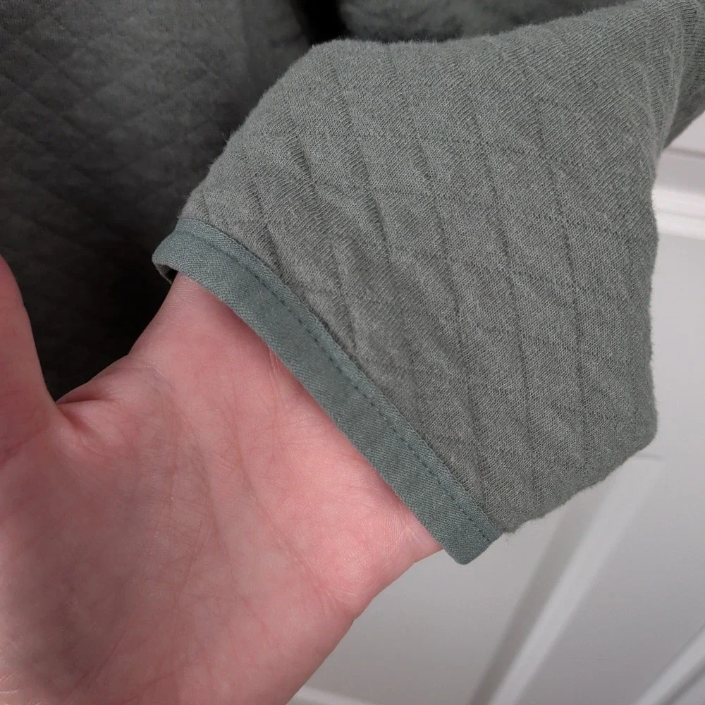 Quilted Heritage Cabincore Mens XXL Snap Mock Neck Pullover Shacket Sage Green